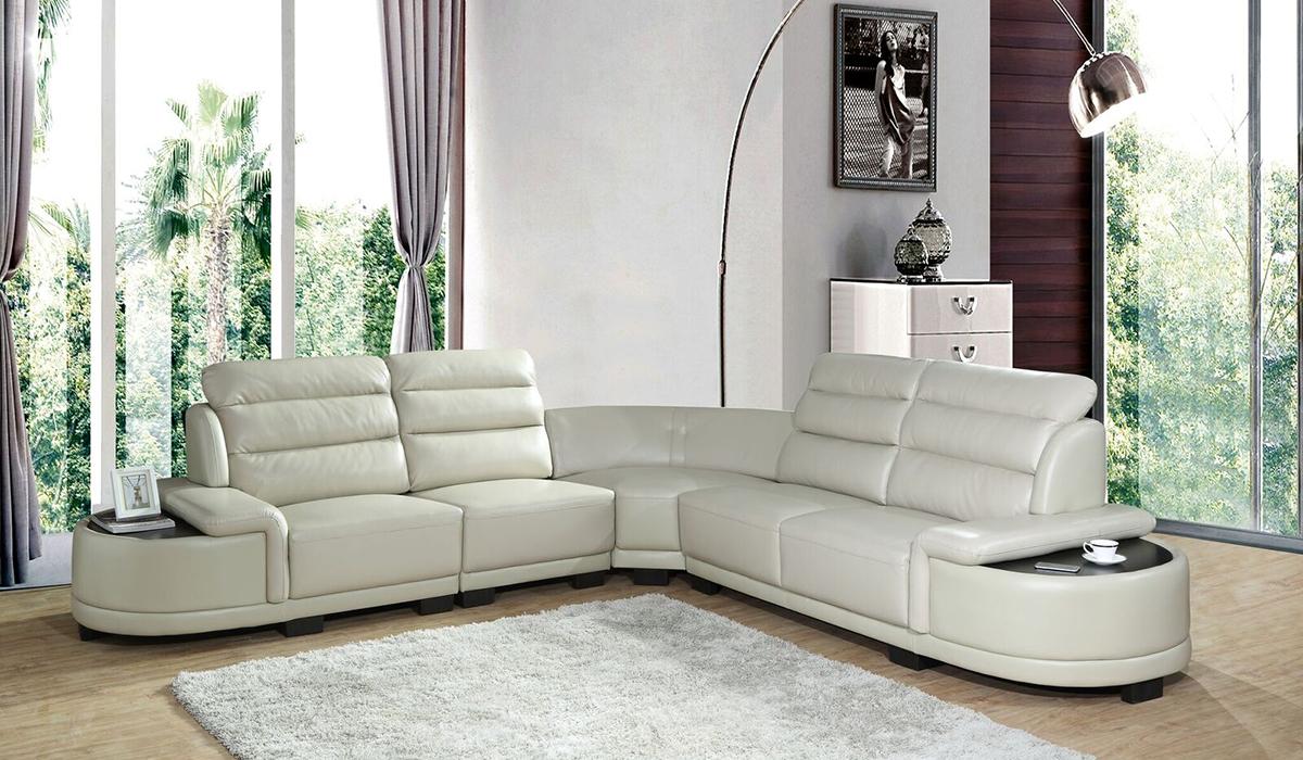 

    
Ivory Leather Modern Corner L-shaped Sectional w/ 2 End Tables Cosmos Furniture Orchid
