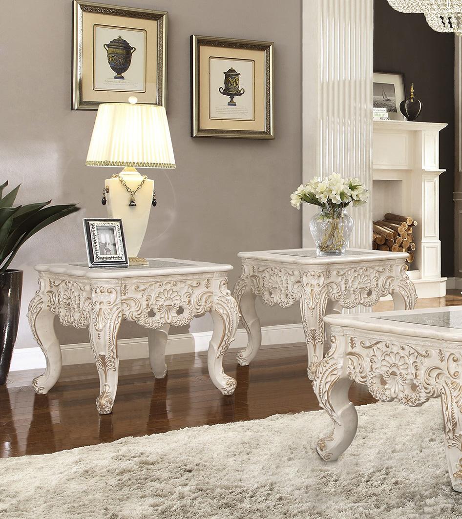 

    
Ivory & Metallic Gold End Table Set 2Ps Traditional Homey Design HD-998I
