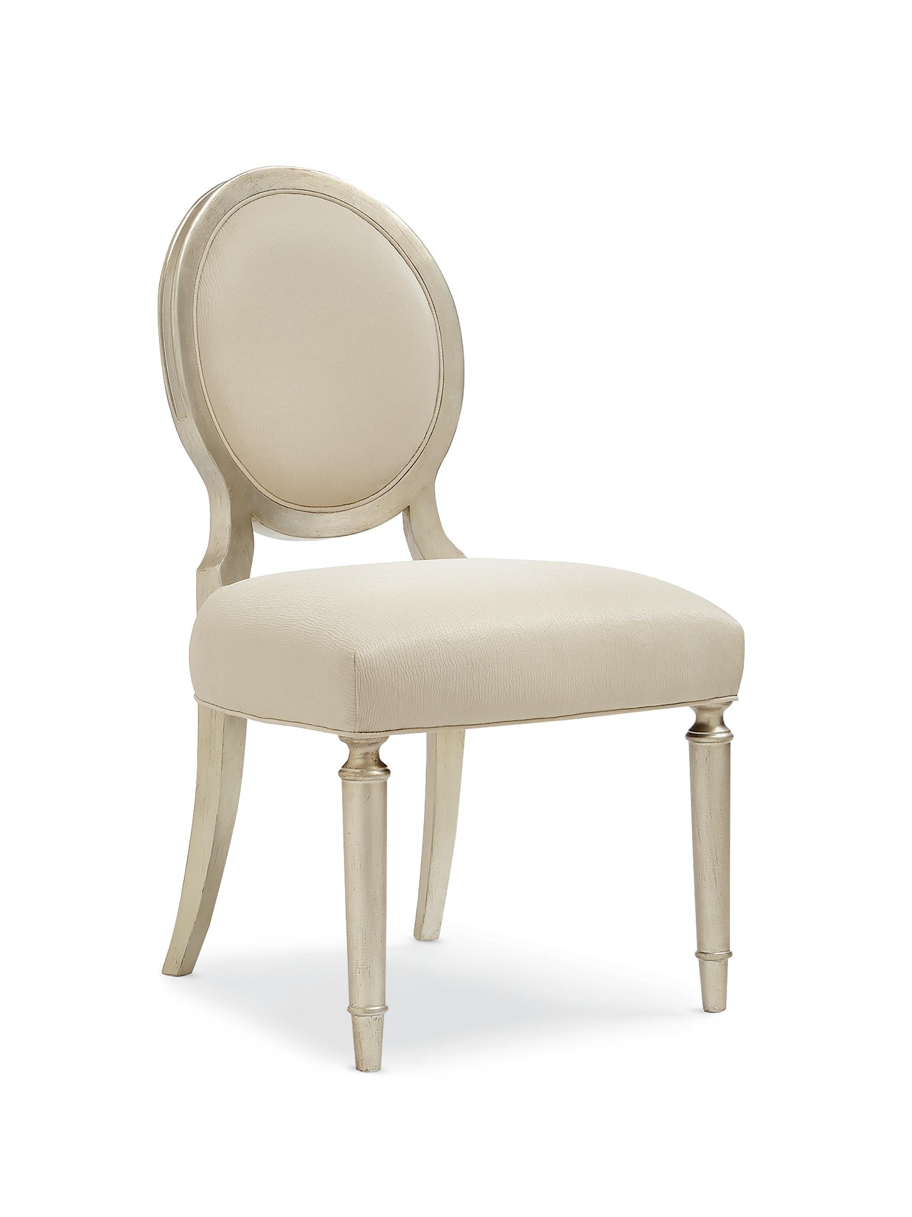 Contemporary Dining Chair Set MAY I JOIN YOU? TRA-SIDCHA-022-Set-2 in Silver, Ivory 