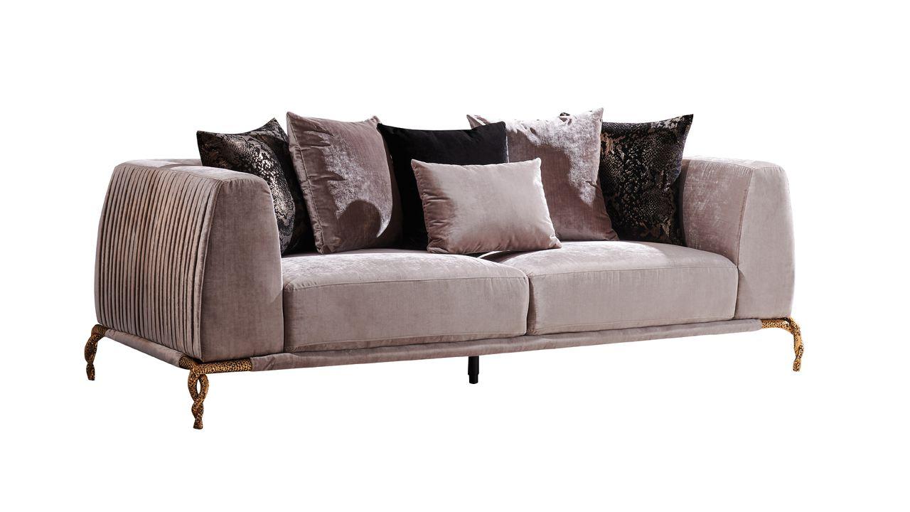 

    
Ivory Shiny Thick Velvet Sofa Set 3Pc Majestic Galaxy Home Modern

