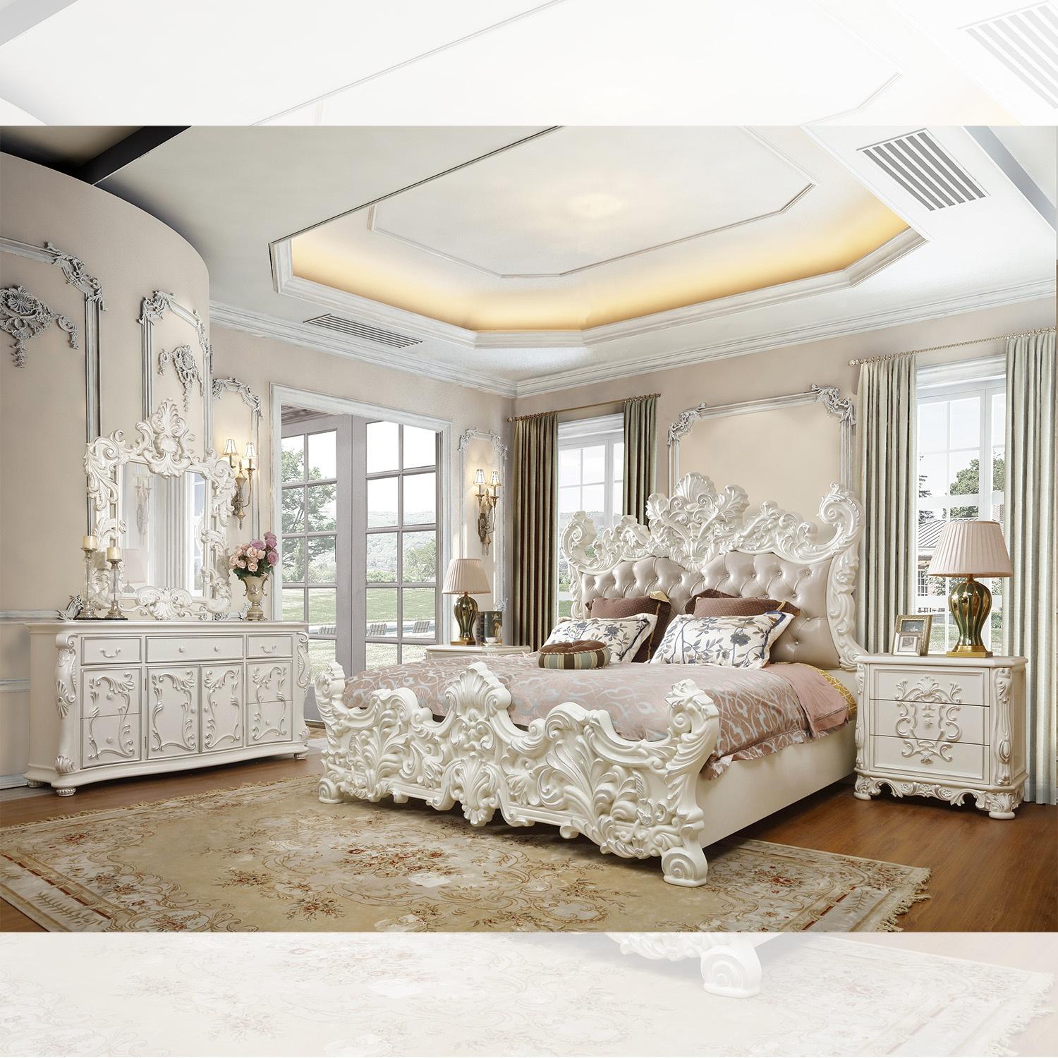 

    
Ivory & Silver Accents CAL King Bedroom Set 5Pcs Carved Wood Homey Design HD-8008I

