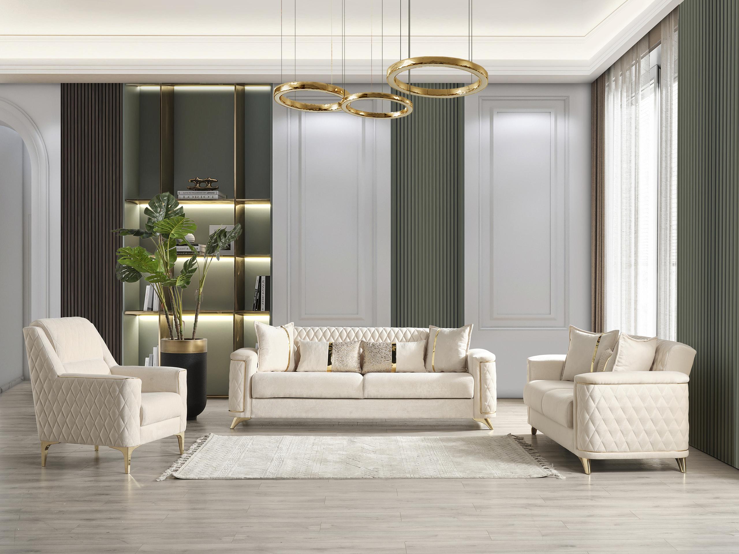 

    
Ivory Velvet 3 Piece Living Room Set Luna Galaxy Home Modern
