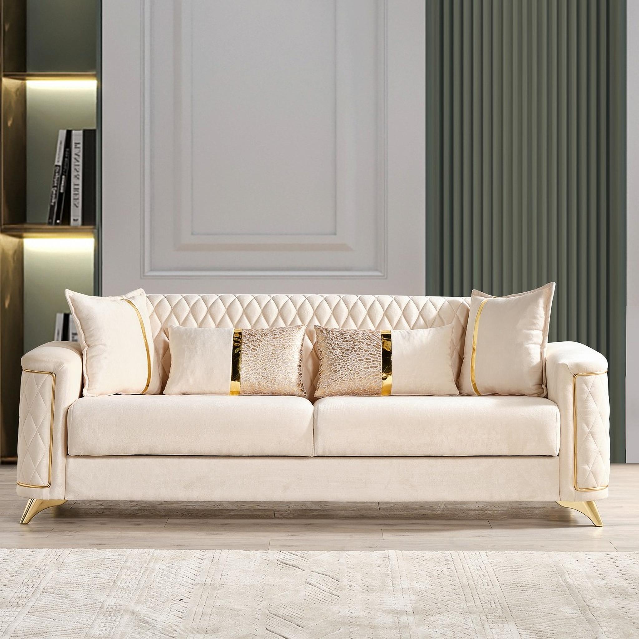 

    
Ivory Velvet Living Room Sofa Sleeper Luna Galaxy Home Modern
