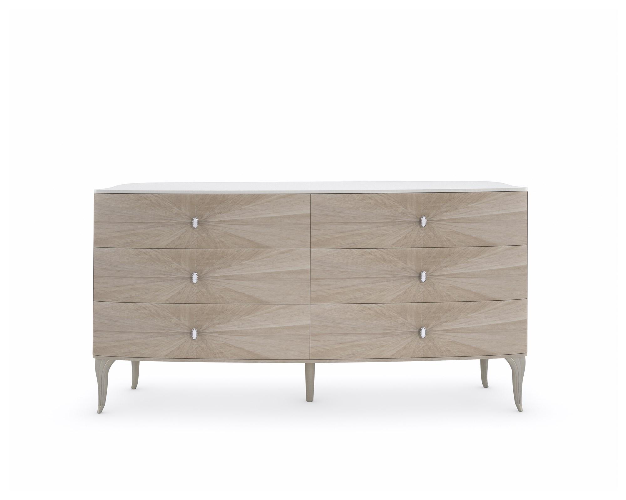 

    
Ivory Wash & Stone Manor 6 Drawers Double Dresser LILLIAN by Caracole
