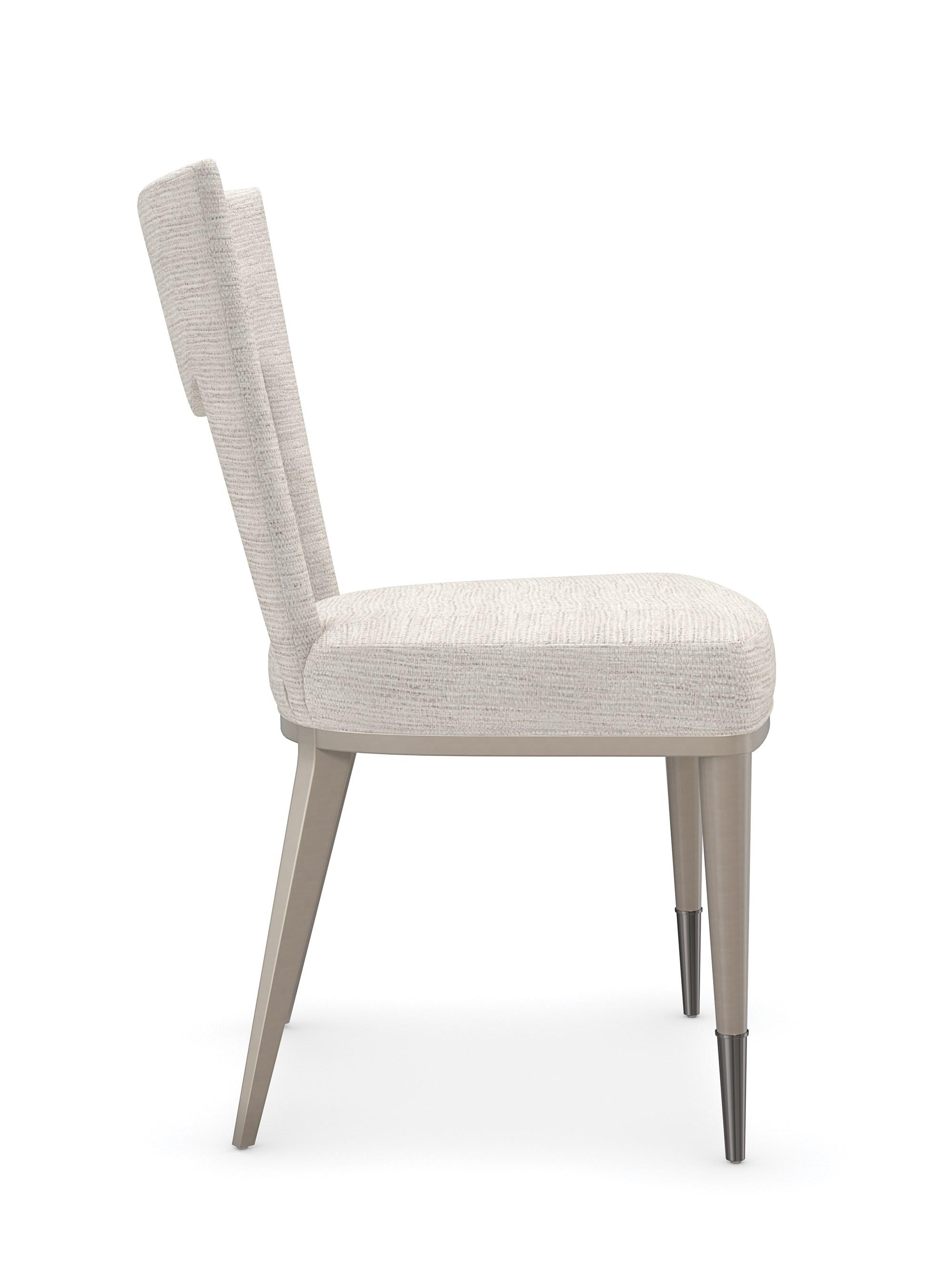 

        
Caracole STRATA Dining Chair Set Silver/Ivory  662896041682
