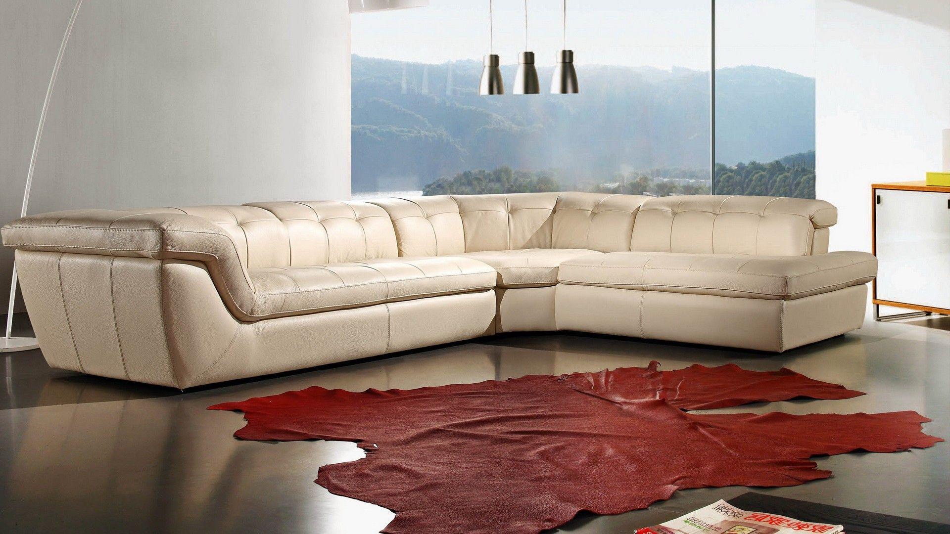 

    
Beige Italian Leather Sectional Sofa Adjustable Headrest RHC Modern J&M 397
