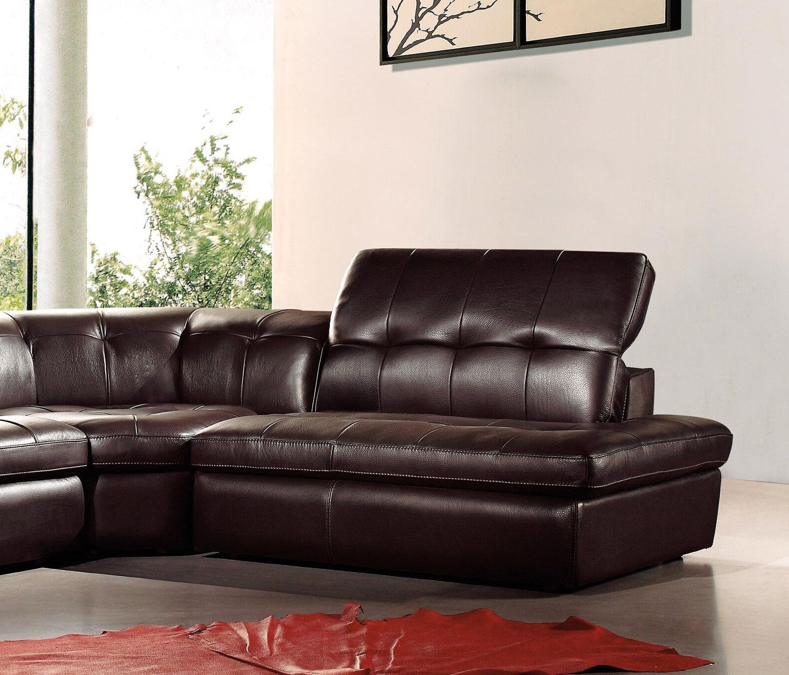 

    
Espresso Italian Leather Sectional Sofa Adjustable Headrest RHC Modern J&M 397
