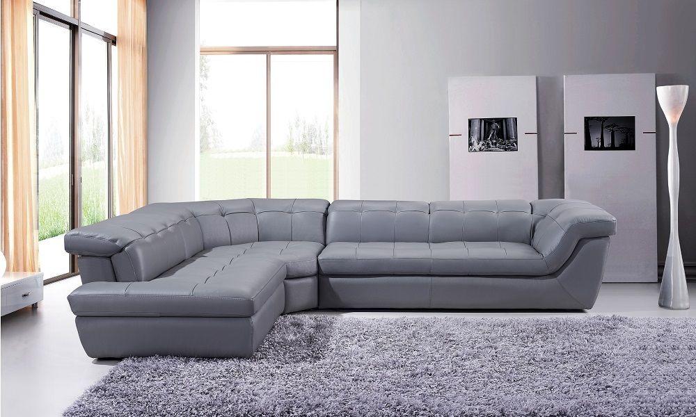 

    
Grey Italian Leather Sectional Sofa Adjustable Headrest LHC Modern J&M 397
