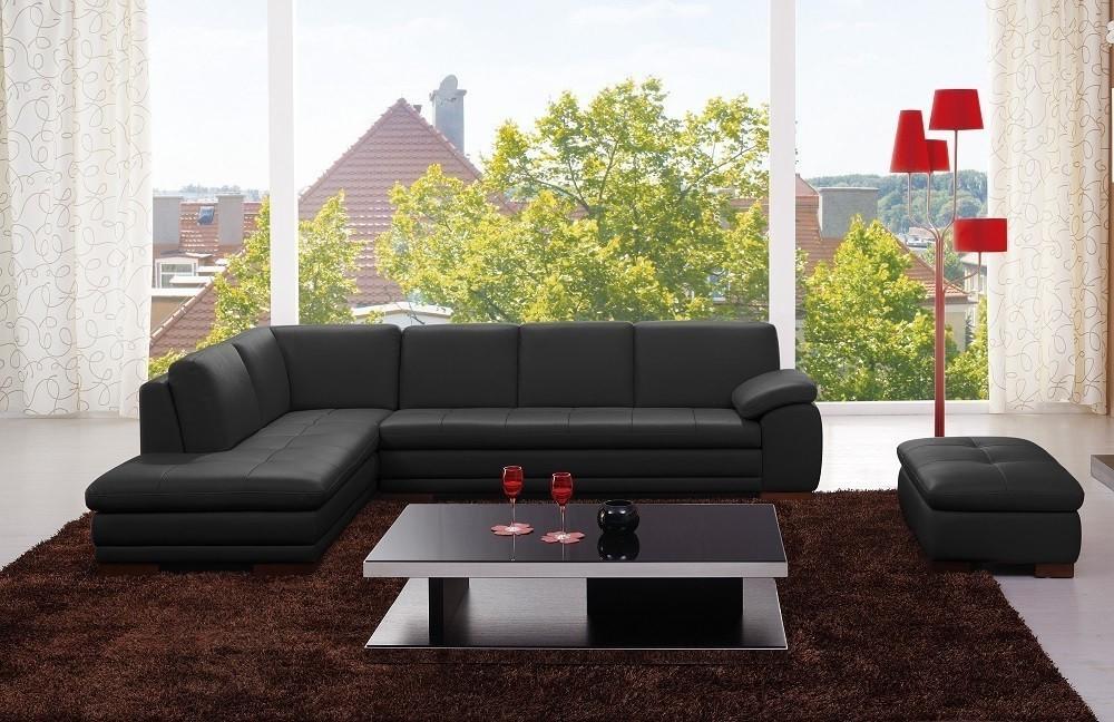 Contemporary Sectional Sofa 625 SKU17544311332 in Black Leather