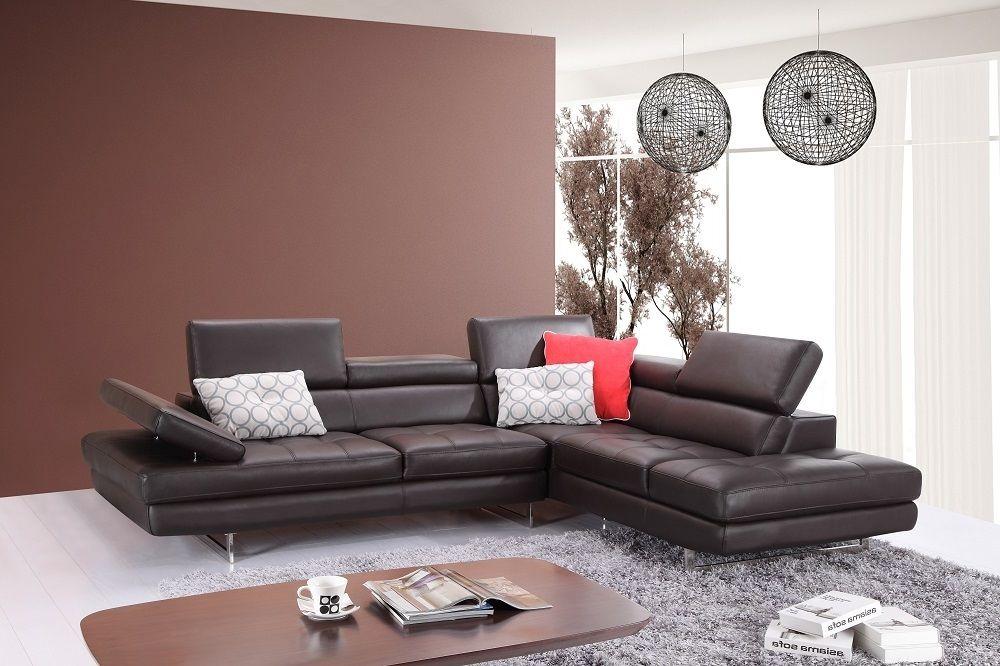 Contemporary Sectional Sofa A761 SKU1785522 in Coffee Italian Leather