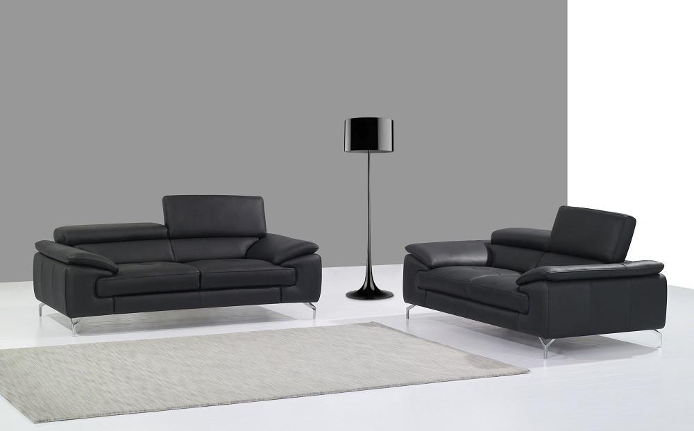 

    
Black Italian Premium Genuine Leather Sofa Set 2Pcs Contemporary J&M A973
