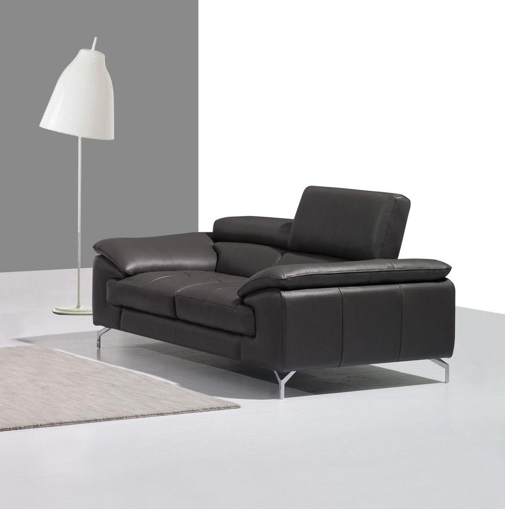 Black Italian Premium Genuine Leather Sofa Set 2Pcs Contemporary J&M ...