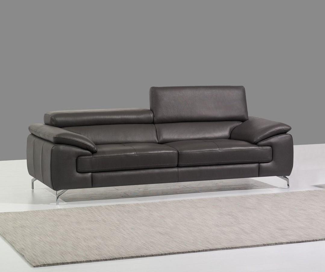 Black Italian Premium Genuine Leather Sofa Set 2Pcs Contemporary J&M ...