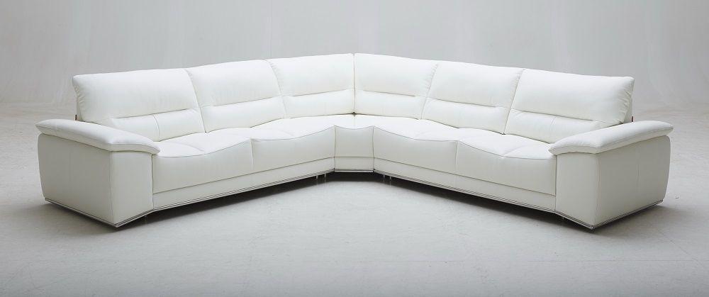 

    
J&M Adriana Modern White Premium Italian Leather  Living Room Sectional Sofa
