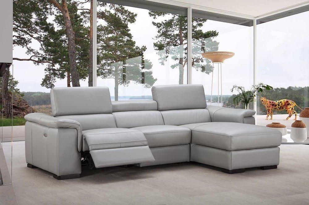 

    
J&M Alba Premium Light Grey Italian Leather Sectional Sofa Left Hand Chase Contemporary

