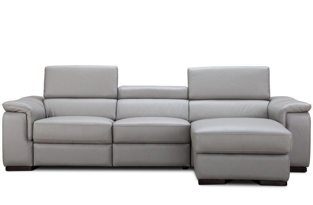 

    
J&M Alba Premium Light Grey Italian Leather Sectional Sofa Left Hand Chase Contemporary
