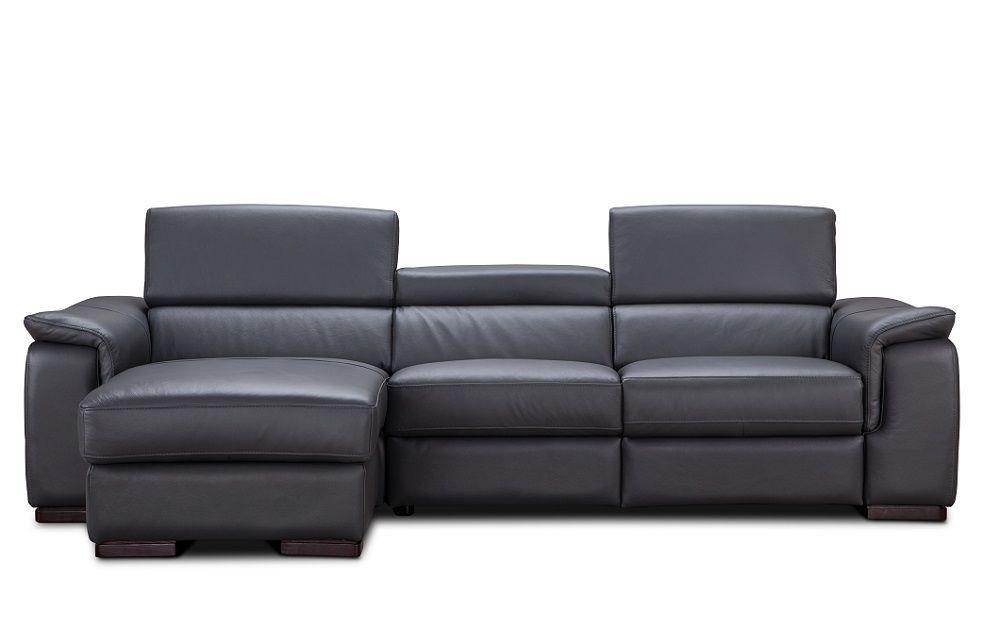 Contemporary Sectional Sofa Allegra SKU 18205 in Dark Gray Leather