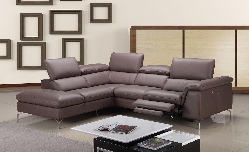 

    
J&M Anastasia Modern Premium Brown Leather Sectional Sofa with Power Recliner Left Hand Chase
