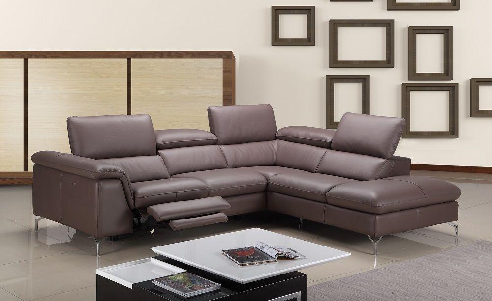 

    
J&M Anastasia Modern Premium Brown Leather Sectional Sofa with Power Recliner Right Hand Chase
