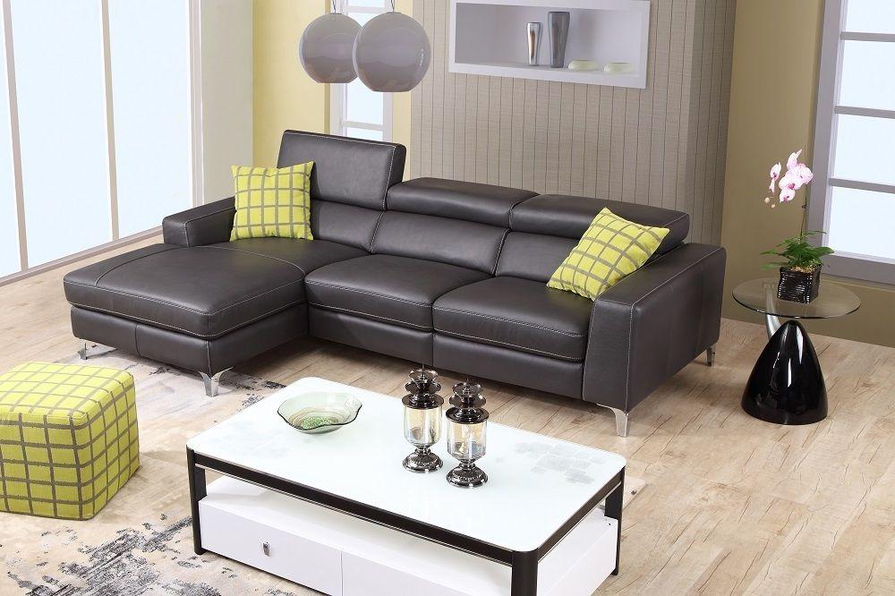 Contemporary Reclining Sectional Ariana SKU18208 in Dark Gray Leather