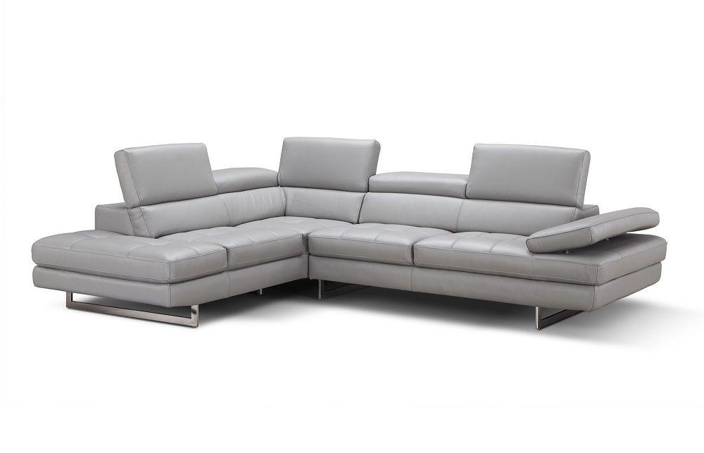 Contemporary Sectional Sofa Aurora SKU18142 in Gray Leather