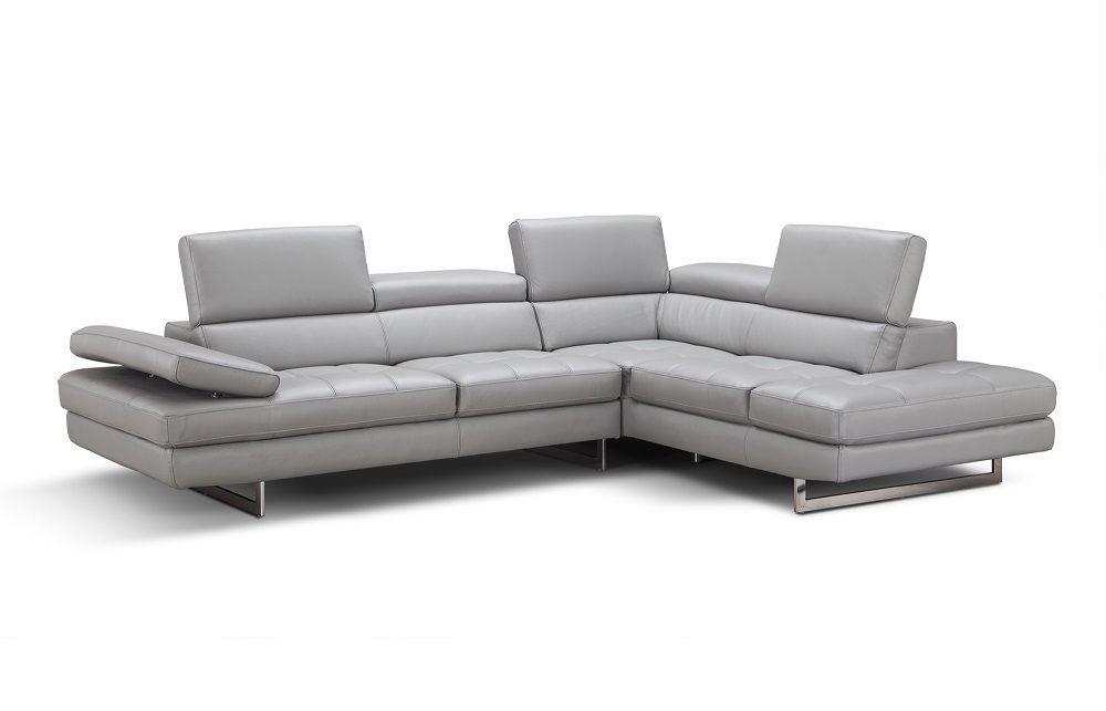 Contemporary Sectional Sofa Aurora SKU18142 in Gray Leather