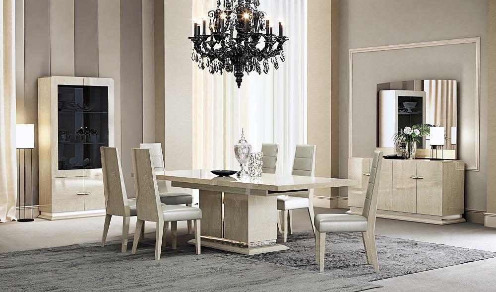 Contemporary, Modern Dining Sets Chiara SKU18754-7PC in White, Beige Eco Leather