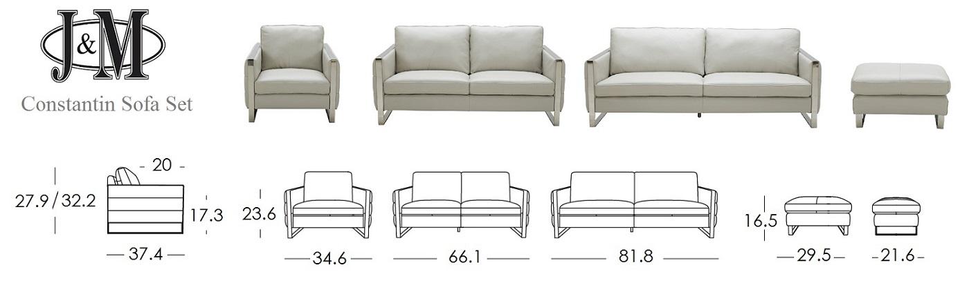 

    
 Order  Light Grey Italian Leather Sofa Set 3 Pcs Contemporary J&M Constantin
