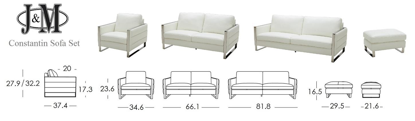 

    
 Shop  White Italian Leather Sofa Set w/Ottoman 4 Pcs Contemporary J&M Constantin
