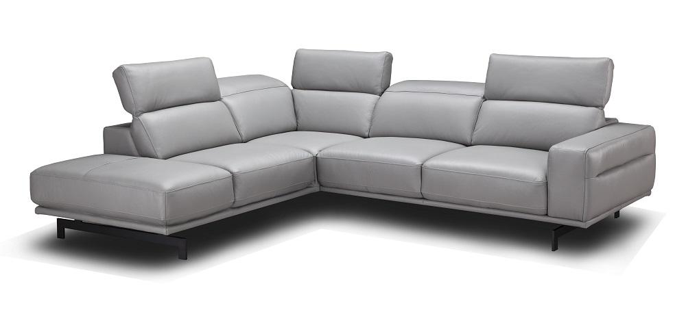 

    
Light Grey Top Grain Leather Sectional Sofa Bed LHC Contemporary J&M Davenport
