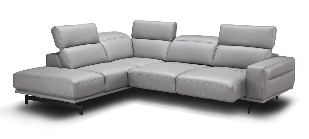 

    
Light Grey Top Grain Leather Sectional Sofa Bed LHC Contemporary J&M Davenport
