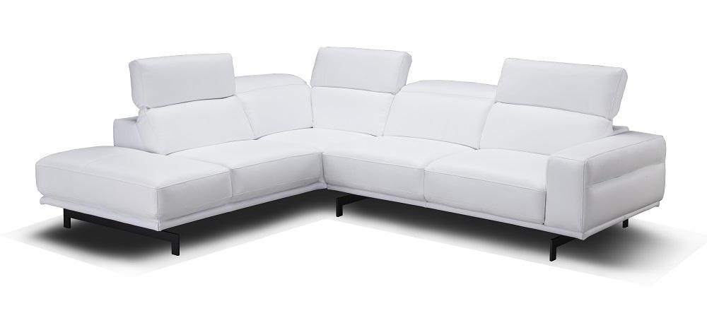 

    
Snow White Top Grain Leather Sectional Sofa Bed LHC Contemporary J&M Davenport
