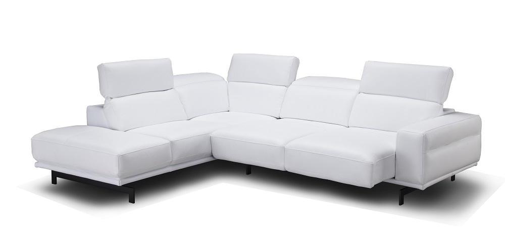 

    
Snow White Top Grain Leather Sectional Sofa Bed LHC Contemporary J&M Davenport
