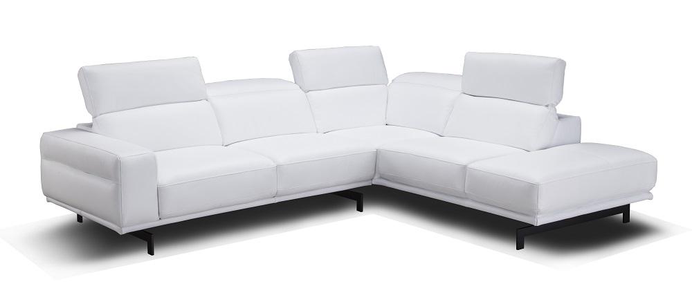 Contemporary, Modern L-shape Sectional Davenport SKU17988 in White Leather