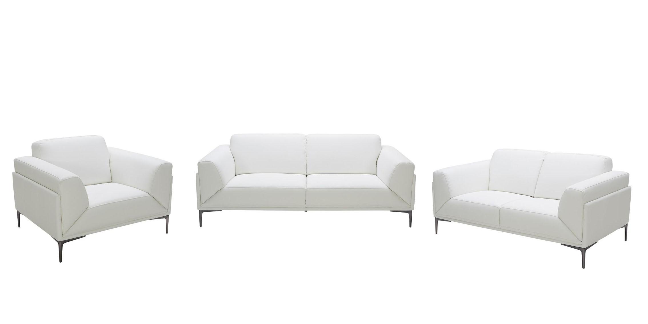 

    
White Premium Italian Leather Sofa Set 3Pcs Modern J&M Davos

