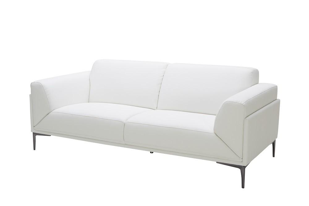

    
White Premium Italian Leather Sofa Set w/Ottoman 4Pcs Modern J&M Davos
