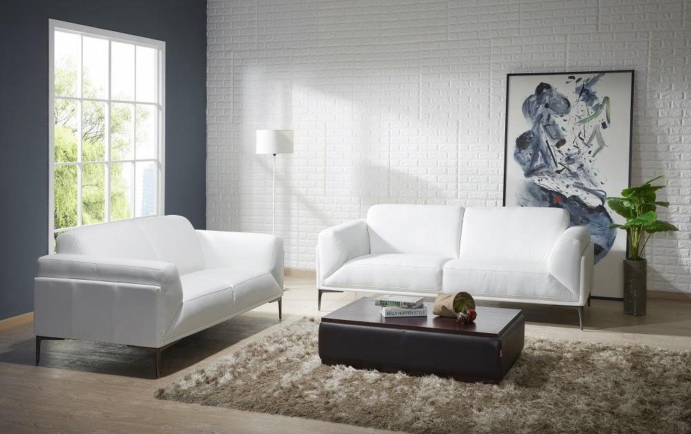 

    
White Premium Italian Leather Sofa Set 2Pcs Modern J&M Davos
