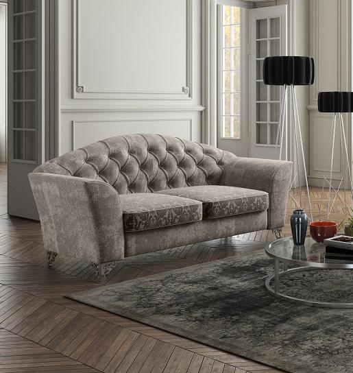 

    
Grey & Floral Fabric Hand Tufted Design Sofa Modern J&M Divina
