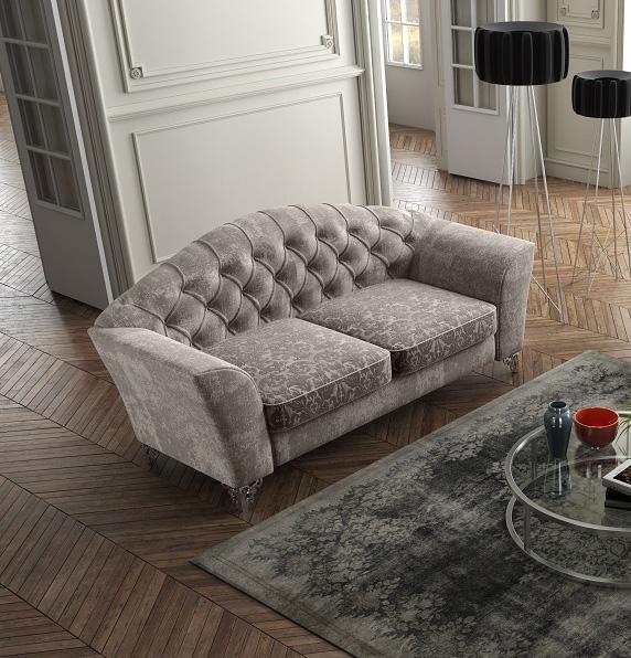 

    
Grey & Floral Fabric Hand Tufted Design Sofa Modern J&M Divina
