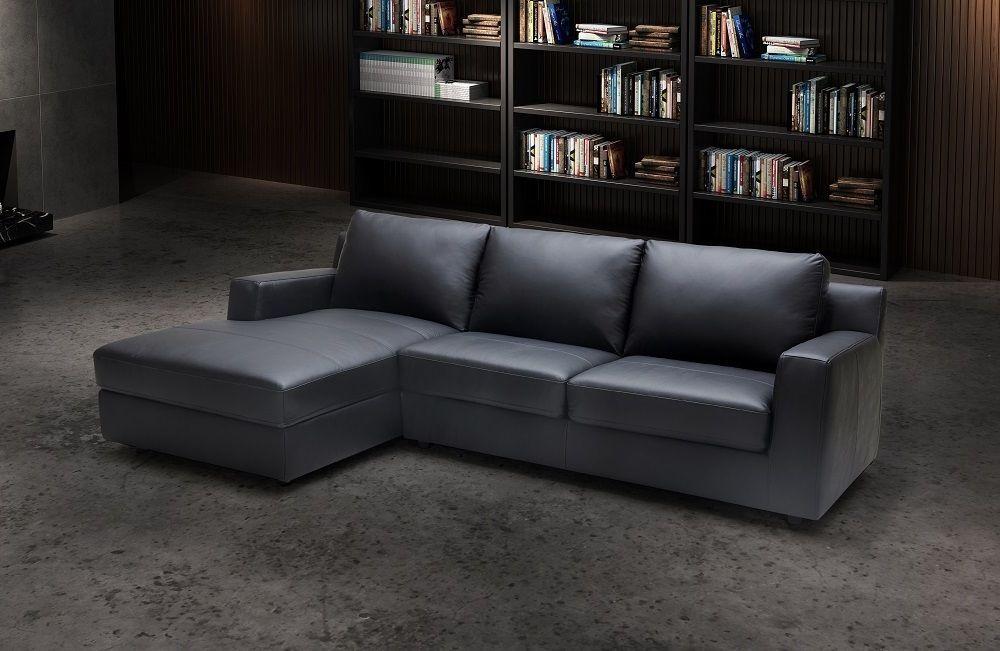 

    
Premium Grey Leather Sectional Sleeper Sofa LHC Modern J&M Elizabeth

