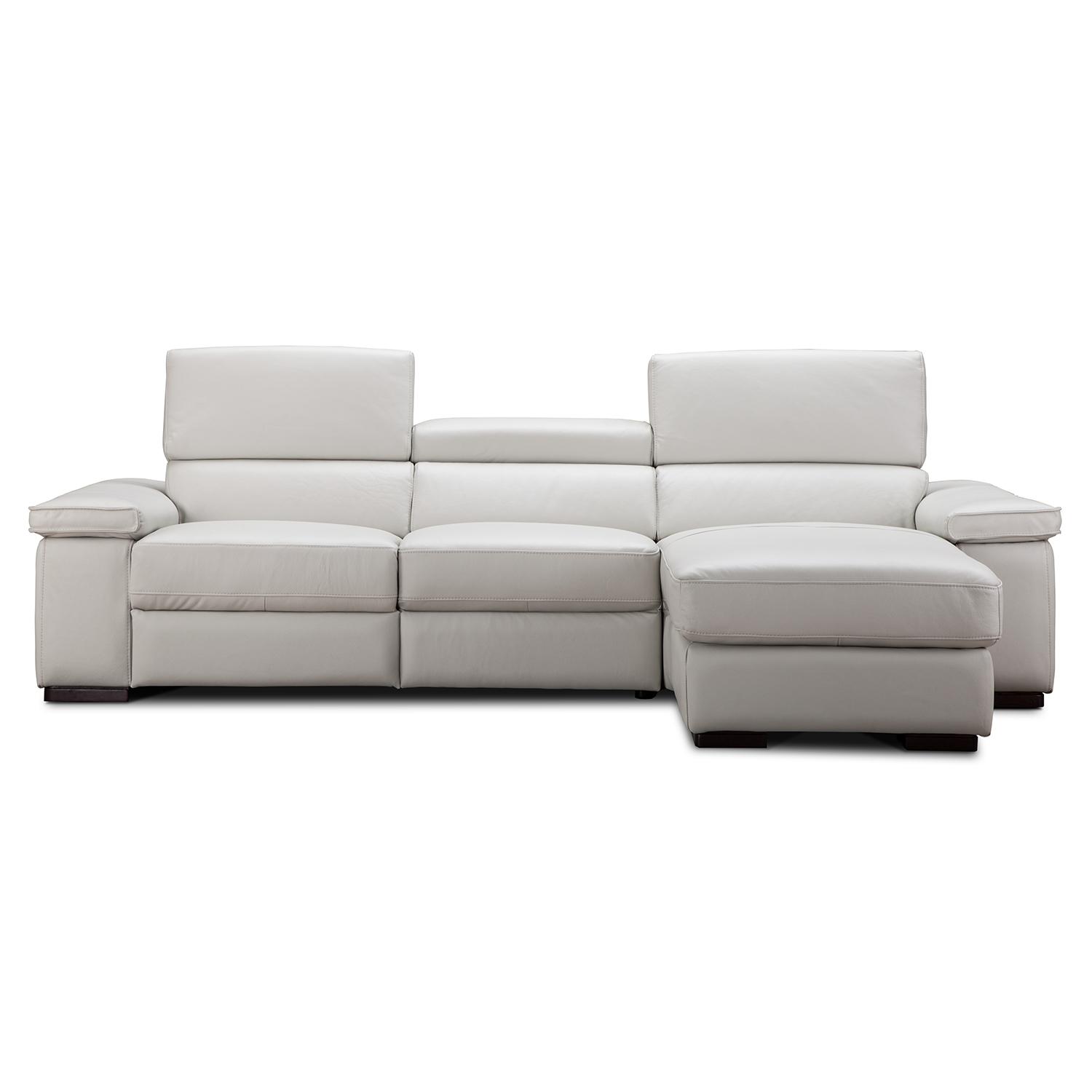

    
J&M Fabia Modern Premium Light Grey Italian Leather Sectional Sofa Right Hand Facing
