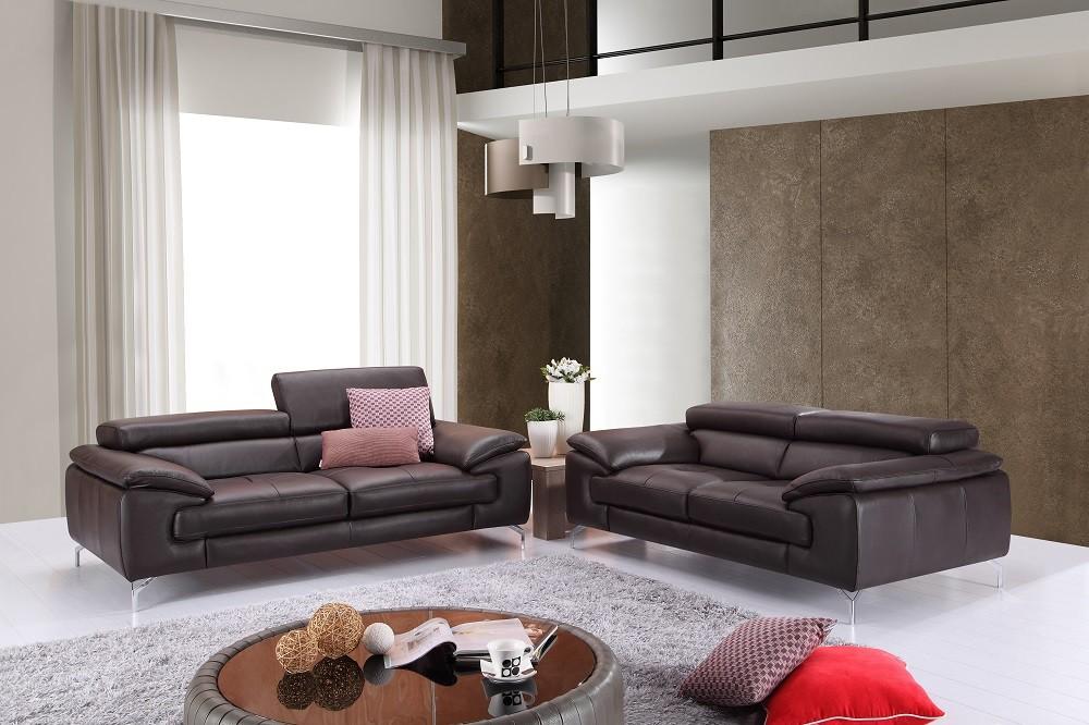 Contemporary Sofa and Loveseat Set A973 SKU179061111-Set-2 in Coffee Leather