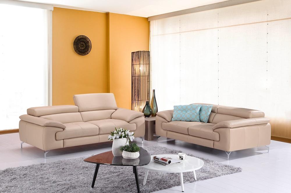 

    
Peanut Italian Premium Genuine Leather Sofa Set 2Pcs Contemporary J&M A973
