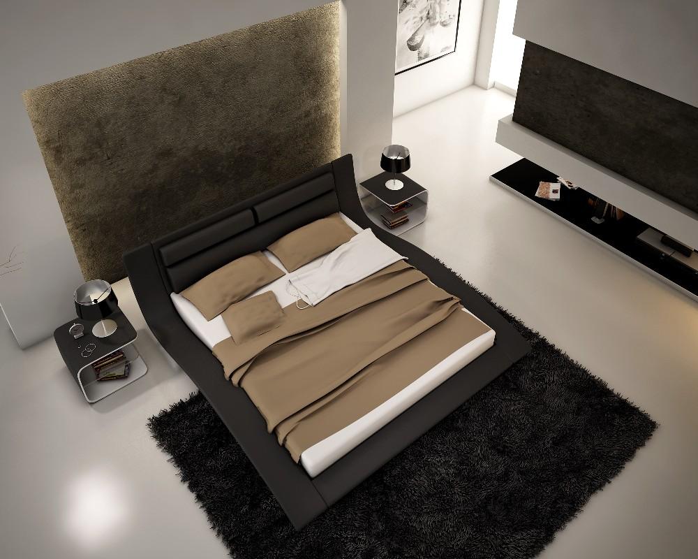 

    
Black Leatherette King Size Platform Bed Casual J&M Wave
