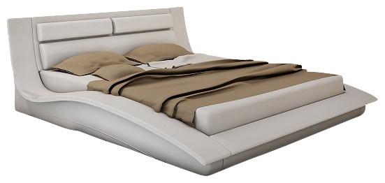 

    
White Leatherette King Size Platform Bed Casual J&M Wave

