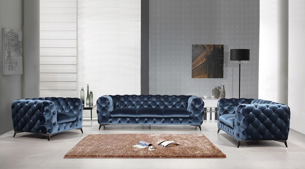 

                    
Buy Blue Velour Fabric Chesterfield Sofa Modern J&M Glitz
