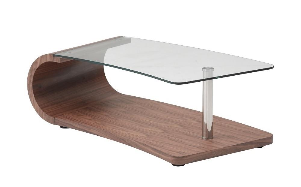 

    
Warm Walnut Veneer & Glass Top Coffee Table Contemporary J&M Grace
