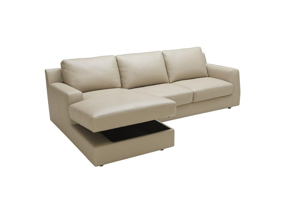 Contemporary Sectional Sofa Bed Jenny SKU182220 in Beige Leather