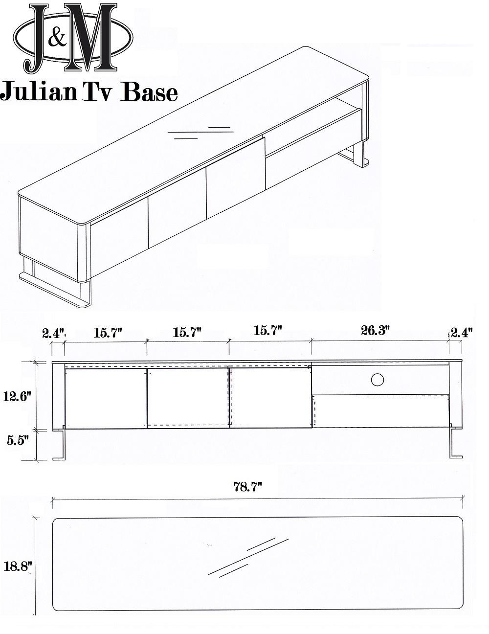 

    
Modern Style Walnut Veneer Black Gloss Tv Base J&M Julian
