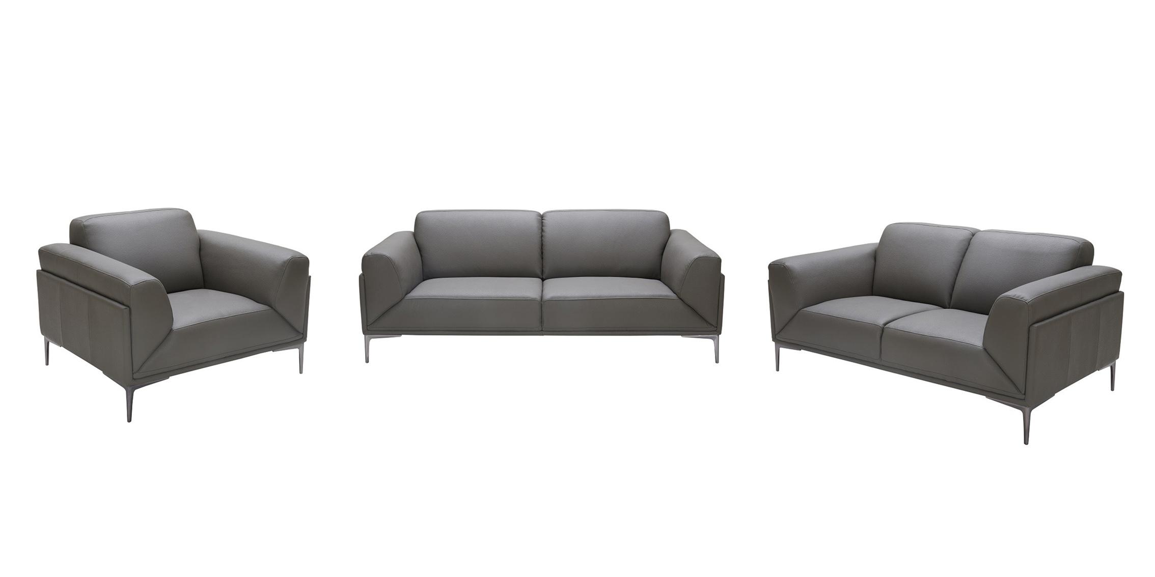 

    
Grey Premium Italian Leather Sofa Set 3Pcs Modern J&M King
